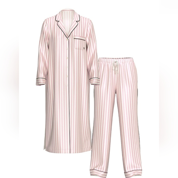 Victoria's Secret Other - Victoria's Secret Glazed Satin FlyawayTunic Pajama Set Size MEDIUM NWT